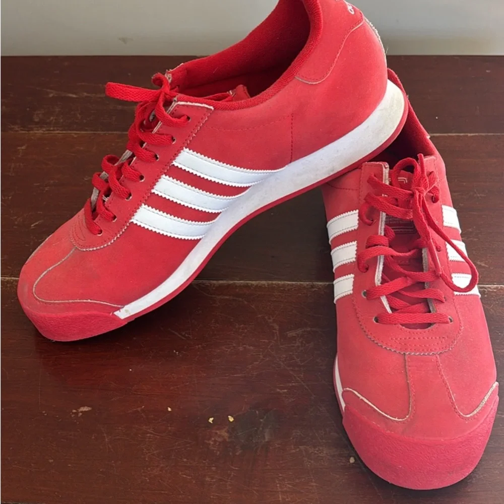 adidas Samoa Red Low-Top Sneakers with White Stripes - Picture 2 of 4